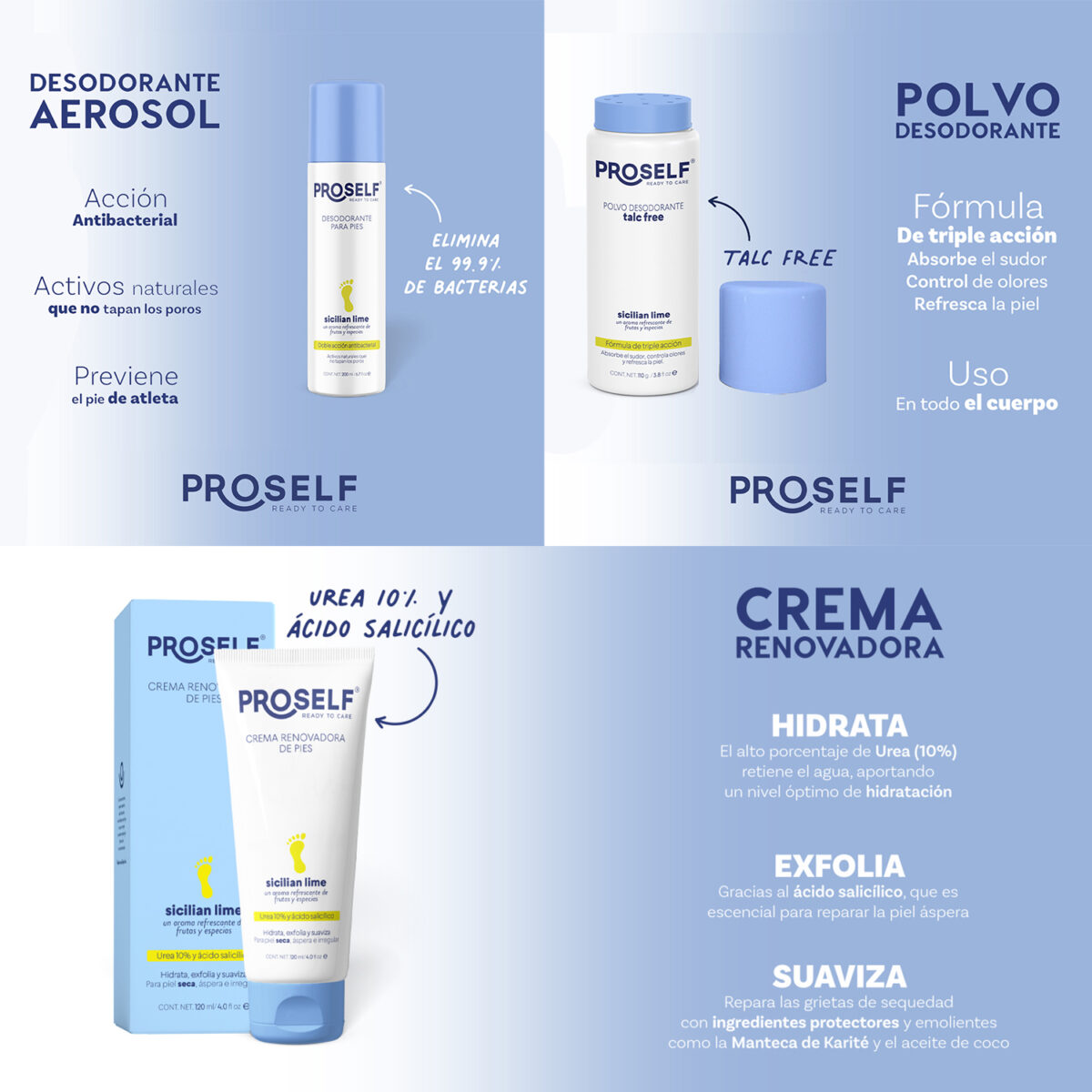 Tripack Desodorante en Aerosol, Polvo Desodorante para Pies y Crema Renovadora - Imagen 2