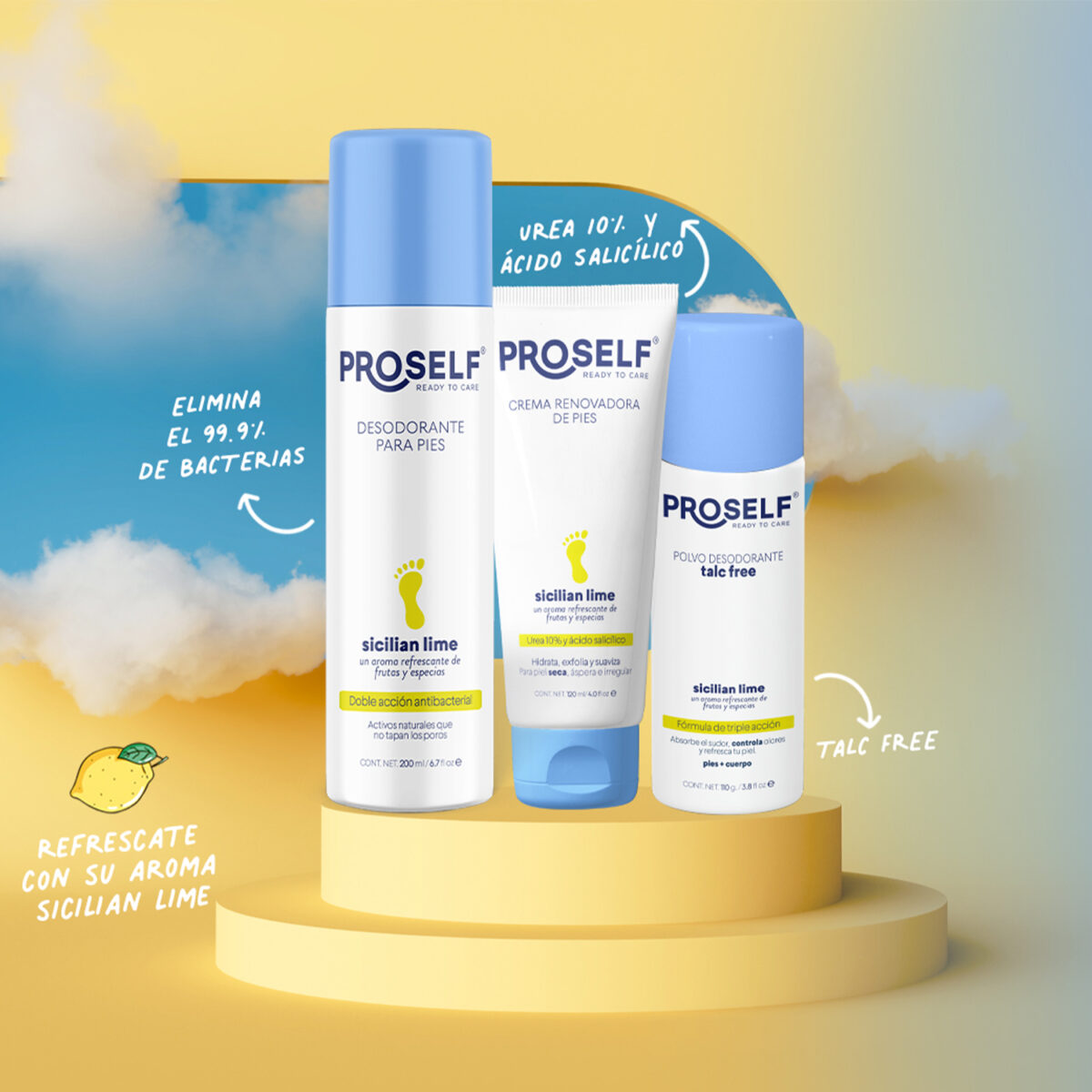 Desodorante para Pies en Aerosol PROSELF, Contra mal olor, Aroma a lima siciliana - 200 ml - Imagen 7
