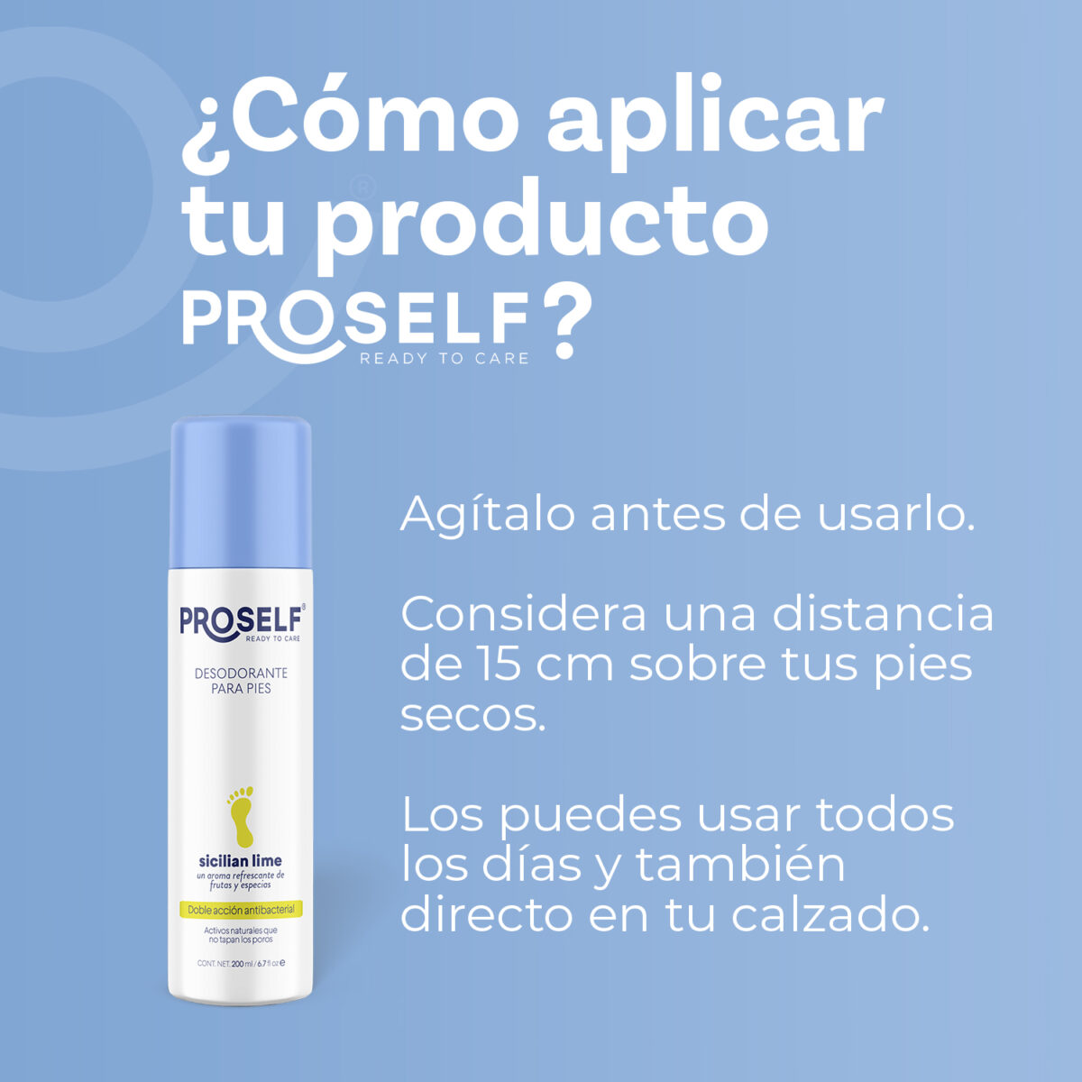 Desodorante para Pies en Aerosol PROSELF, Contra mal olor, Aroma a lima siciliana - 200 ml - Imagen 4